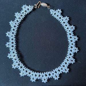 Handmade White Beaded Choker Necklace